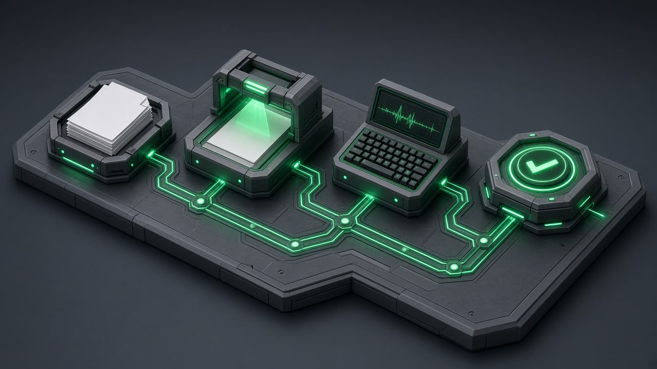 Compliance audit workflow showing document review and remediation sequencing