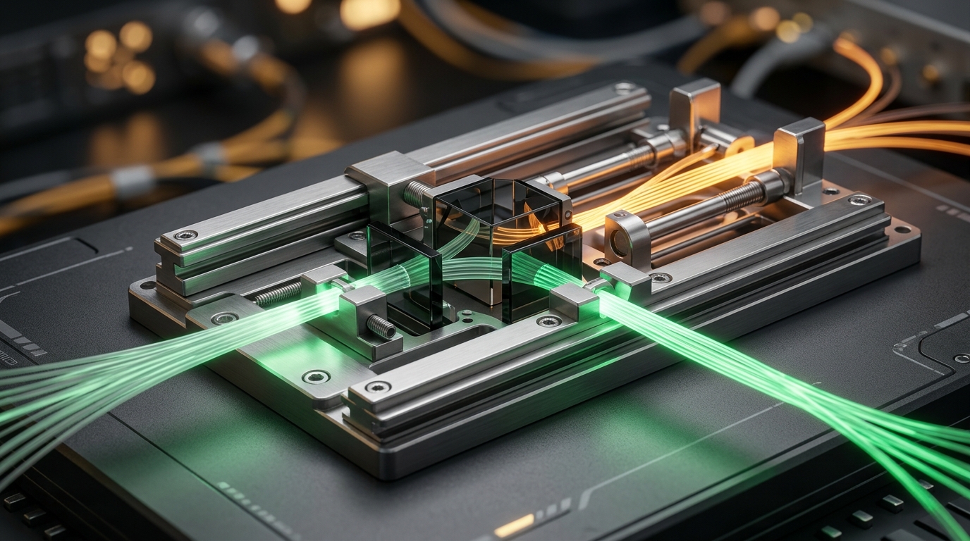 Precision hardware components representing a decision gate routing signals between two channels