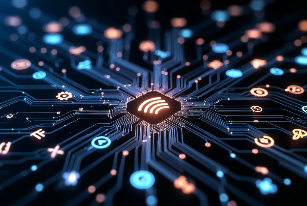 Artsy circuit layout showing signals from external directories and review platforms converging on a central brand mark