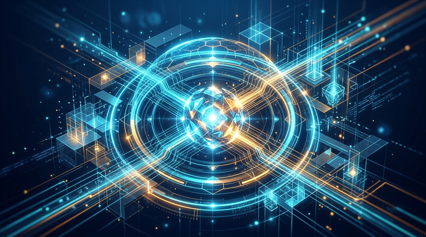 Abstract digital art illustrating resilient system stabilization and telemetry monitoring in production AI
