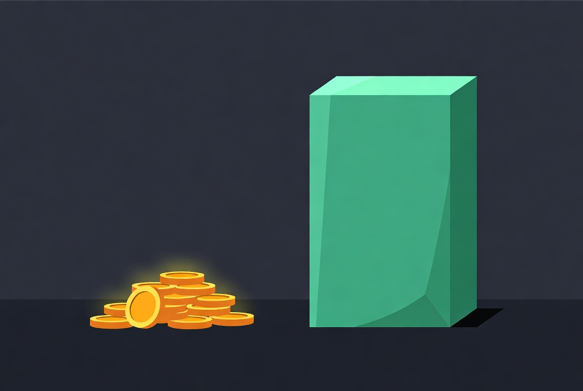Comparison diagram showing minimal token cost tokens versus a large block representing human labor costs
