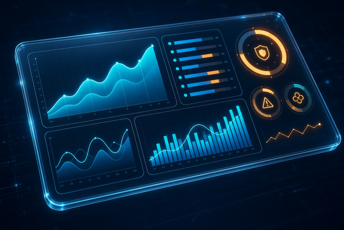 Modern analytics dashboard tracking keyword rankings and organic traffic baseline metrics