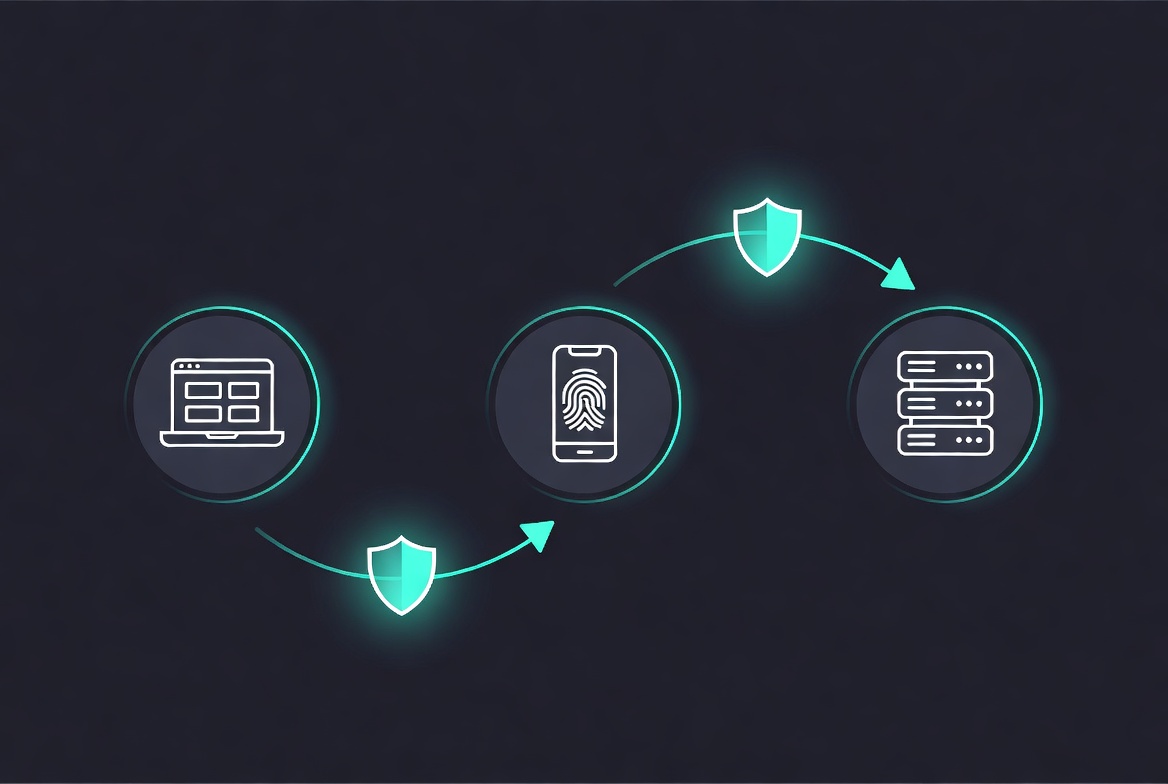 Diagram of the WebAuthn registration and authentication ceremonies showing the browser, authenticator, and server exchanging challenges and signatures