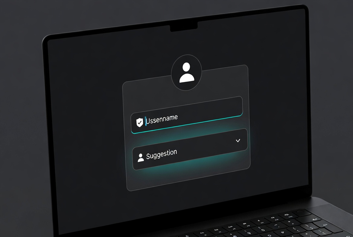 Screenshot-style illustration showing a browser login field with a conditional UI passkey suggestion dropdown