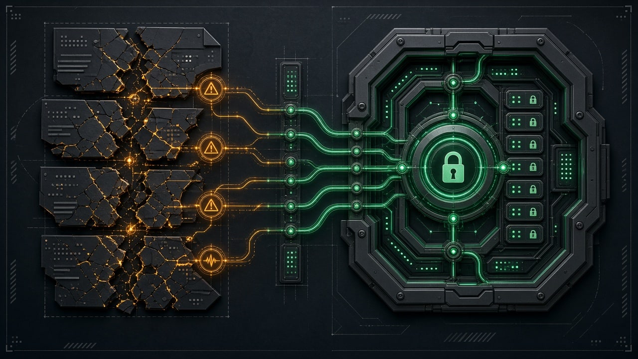 Technical blueprint schematic of centralized secrets vault architecture