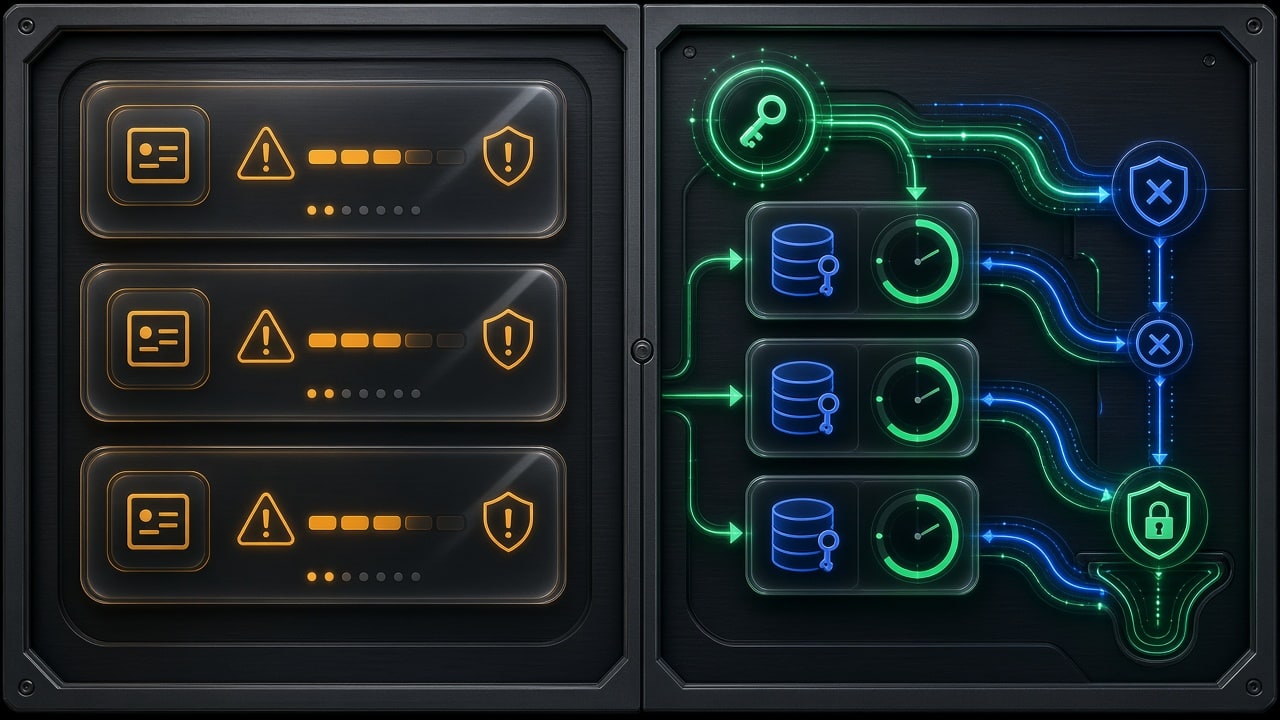 Side-by-side comparison of static credentials versus dynamic ephemeral tokens