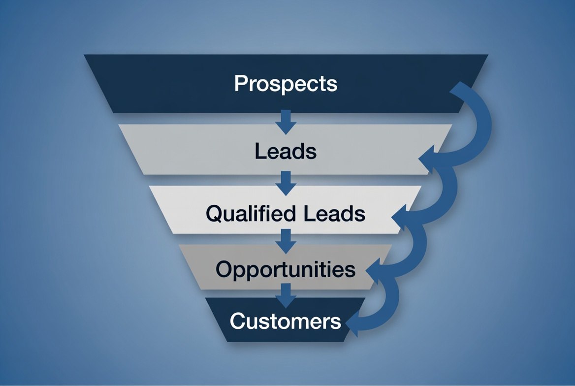 CRM pipeline visualization showing sales funnel stages