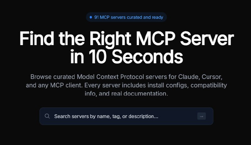 VePrompts MCP Server Directory showing popular categories grid with server counts and top servers