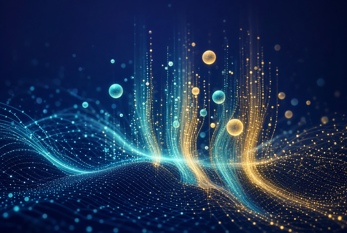 Semi-abstract visualization of search visibility and digital data flow