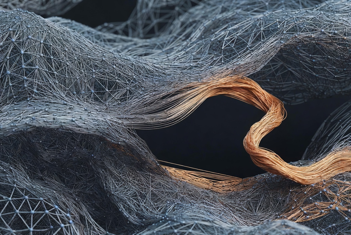 Abstract visualization of branching neural pathways with a highlighted anomalous path diverging from the main network