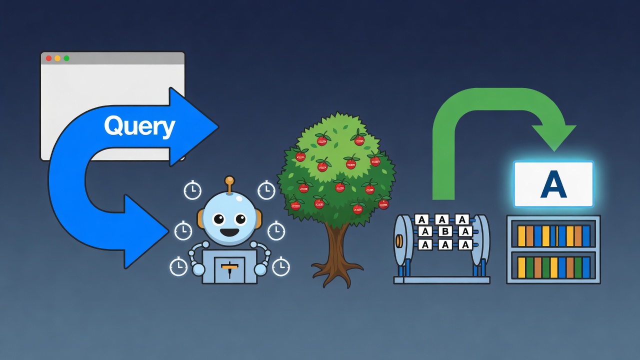 DNS resolution chain diagram showing browser querying recursive resolver, then root nameserver, TLD nameserver, and finally authoritative nameserver